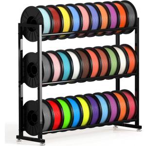3-Tier 3D Filament Storage Rack - Heavy Duty 3d Printer Filament Rack for 30 Rolls, Metal Spool Shelf for PLA, ABS, TPU Filament Storage, Filament Holder for 3D Printing Workstation, Office,Workshop