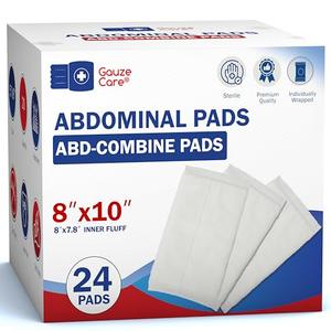 GauzeCare Sterile Abdominal- ABD Combine Pads, 8x10 Inches| Extra Absorbent & Thick, Individually Wrapped Wound Dressing, First Aid Pads| Surgical-Grade, Nonstick- for Heavy Leakage, Post Op