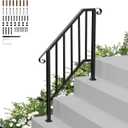 Hand Rails for Outdoor Steps-Adjustable Angle 3-4 Steps Stair Handrail-Galvanized Alloy steel-600 lb LC-Indoor Stair Railing Kit-Waterproof Exterior Porch Railing-Deck HandRail for Concrete Wood Step