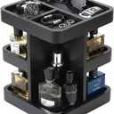 Cologne Organizer for Men, Wooden Perfume Stand, 3 Tier Perfume Shelf with Rotate, Bathroom Organizer, Husband Boyfriend Birthday Gift Ideas, Valentine's Day Gifts for Men, Black