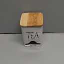 Ceramic Farmhouse Tea Bag Storage Organizer Caddy Holder with Lid (White)