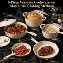 QuliMetal 5-Piece White Enameled Cast Iron Cookware Set, White 5PC-D