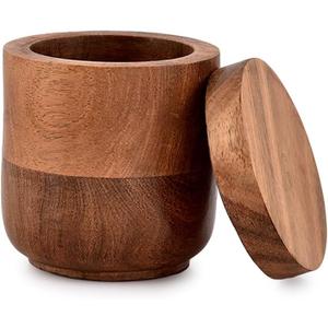 NIRMAN Acacia Wood Wooden Jewelry Boxes, Wedding Ring Jewelry Boxes for Anniversary Engagement Wedding Christmas (3" x 3" x 3.5")