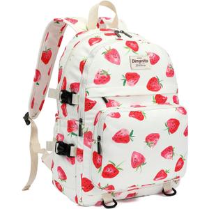 Laptop Backpack with USB charging port for laptop up to 15 inch Men Women College Outdoor Travel Backpack (Strawberry)