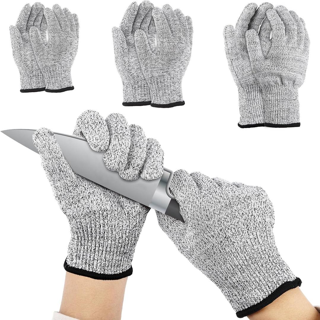 Cut Resistant Gloves, Level 5, Non-Slip Grip, Machine Washable, for Kitchen, Oyster Shucking, Woodworking (Grey(chid))