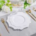 COLOSUS 60pcs White Plastic Party Dinner Plates - 9.5 Inch- Heavy Duty Disposable Plastic Dinner Plates for Party Thanksgiving and Everyday Use