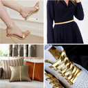 Gold Trim Fabric Strip Metallic Faux Leather Trims for Sewing 5.5Yds X 0.4" Thin Flat Gold Fabrics Strip Ribbon for Crafts Glossy PU Leather Straps for Belting DIY Sewing