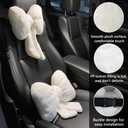 LYFJMUS 4 Pack Plush Bow Car Headrest Pillow and Lumbar Support Pillow Soft Butterfly Car Neck Pillows for Driving Cars Decor