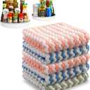 JOYMOOP Microfiber Cleaning Cloth, 5 PCS Kitchen Towels(10" x 10"), Absorbent Streak Free Lint Cleaning Cloths, Reusable and Washable Dish Rags with 12" and 10" Lazy Susan Organizer (Mixed [Pink+blue+green])