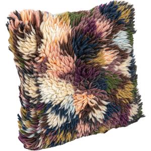 Creative Co-Op Woven New Zealand Wool Shag Pillow with Cotton Back, Multicolor, Square, Multi