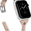 Wearlizer Slim Rivet Leather Compatible with Apple Watch Bands 41/40/38/44/45/46/49/42mm Women Men Dressy Thin Strap Wristbands Bracelet for iWatch Series 11 10 9 8 7 6 5 4 3 SE/Ultra 3 2 1
