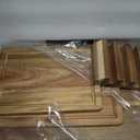 3 Pcs Acacia Wood Cutting Board Set with Holder Stand Meat Chopping Board Set Large Charcuterie Boards Solid Wooden Cutting Boards for Kitchen Decor Carving Butcher Block Bread Serving Cheese Board