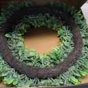 24 Inch Artificial Boxwood Wreath Spring Summer Wreath Faux Greenery Wreaths for Front Door Outside Wall Window Porch Farmhouse Garden Wedding Party Home Decor
