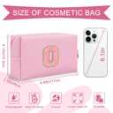 Personalized Initial A-Z Preppy Patch Makeup Bag,Small PU Leather Chenille Letter Cosmetic Bag with Zipper for Teen Girls,Pink Cute Travel Toiletry Bag,Birthday Monogrammed Gift for Daughter,Letter O