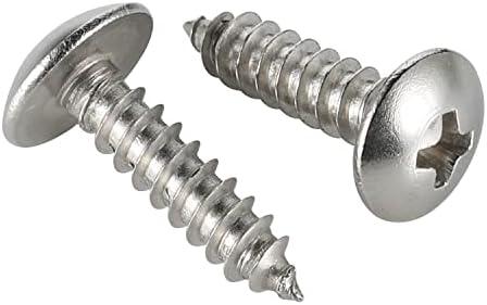 #10 x 3/4" Truss Head Sheet Metal Screws Wood Screws, 304 Stainless Steel 18-8, Self Tapping, 100 PCS