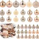 LANGXUN 36pcs Champagne Gold Christmas Tree Decorations Balls, Bolas De Navidad, 2025 Christmas Decor, Indoor Outdoor Shatterproof Christmas Ornaments, Xmas Party Wedding Supplies