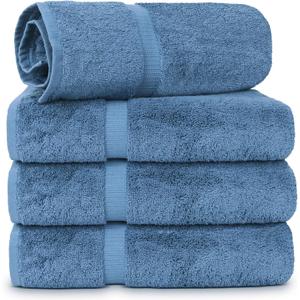 Chakir Turkish Linens | Hotel & Spa Quality 100% Cotton Luxury Turkish Towels | Soft & Absorbent (30x60 Inches Extra Large Bath Towels, Set of 4 - Wedgewood)