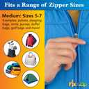 FixNZip Medium Black Nickel Zipper Repair Kit | Universal No-Sew Slider Replacement for Jackets, Sleeping Bags, Tents, and Duffel Bags | Instant and Reusable Zipper Repair Tool | Sizes 5-7