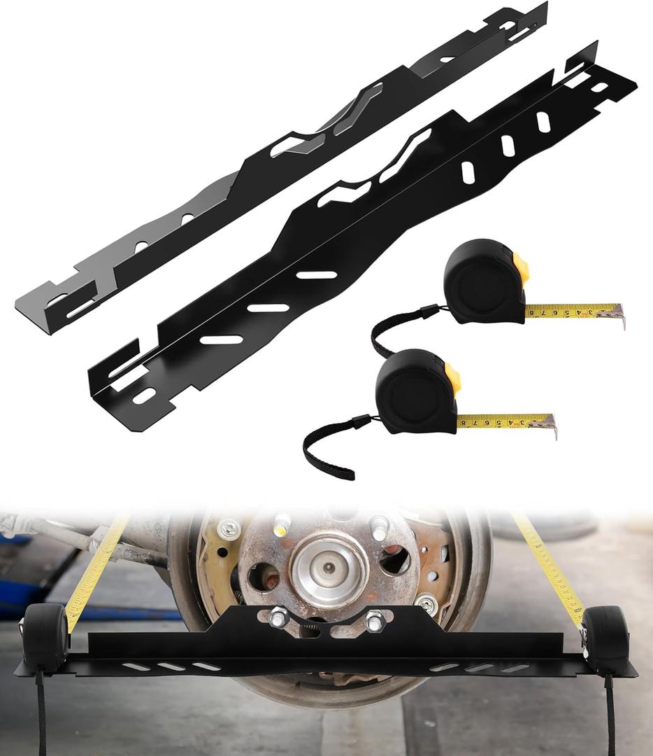 Toe Alignment Tool Plates 2pcs, Wheel Alignment Tool Includes Two 5m Metal Tape Measure, Car Front End Alignment Tool for Cars, DIY Toe Alignment Plate Takes Fast, Accurate Measurements, Black