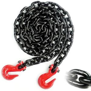 1/2'' x 10FT Binder Chain, G80 Tow Chain with Clevis Grab Hooks,12,000Lbs Safe Working Load, Transport Chain Tie Downs for Flatbed Trailers or Truck (1Pack)
