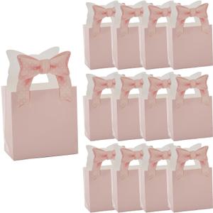 Fun Express 4 1/2" x 6 3/4" Bow Party Pink Cardstock Favor Boxes - 12 Pieces, 1 count