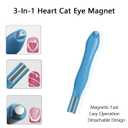 3 x 3-in-1 Heart Cat Eye Magnet for Nails - Create Magical Cat Eye Effect with 6 Different Pattern Nail Magnets, DIY Nail Art Tools Kit for Gel Polish Manicure at Home (Blue)