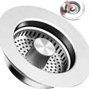 3-in-1 Kitchen Sink Drain Strainer & Stopper with Basket, Stainless Steel Drain Plug Cover Catcher for Food Waste - Sink Accessories for Home or Kitchen Sink Shroom Fit US Standard 3-1/2'' Drain Hole