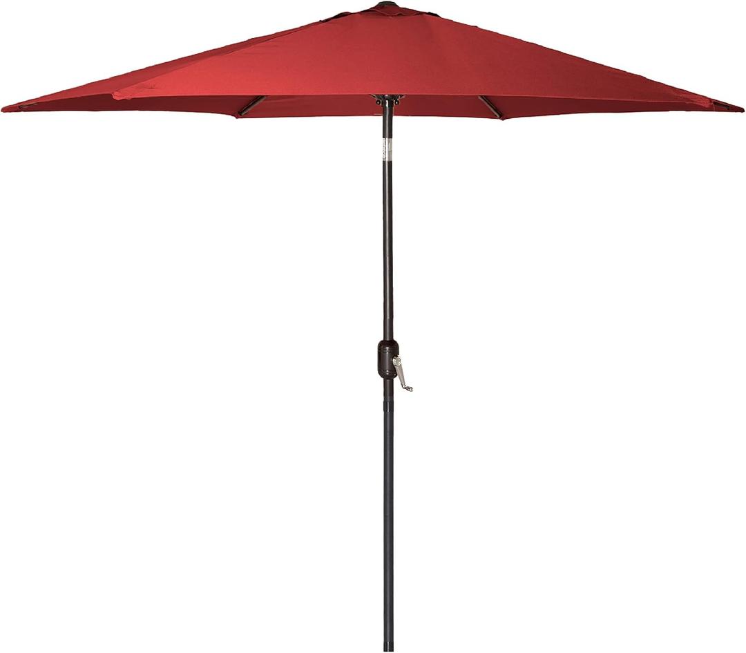 6 Ft Outdoor Patio Umbrella, Easy Open/Close Crank and Push Button Tilt Adjustment - Wine Red Burgundy Market Umbrellas