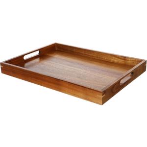 Gjinxi Acacia Wood Serving Tray 15.7 11.4Rectangle Wooden Platters Serving Trays Platter with Handles Wood Kitchen Dinner Platters Food Drinks Couch Ottoman Tray Charcuterie Snack Appetizer Plates