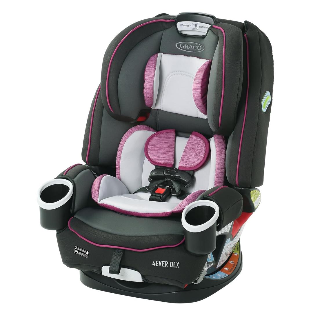 Graco 4Ever DLX 4-in-1 Car Seat Pink Infant to Toddler Car Seat with 10 Years of Use Rear-facing Forward-facing and Booster Modes Safe Comfortable and Convenient