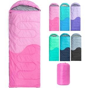Sleeping Bag - 3 Seasons for Adults Kids Boys Girls Camping Hiking - Warm Cold Weather Lightweight Portable with Compression Bag for Backpacking in Spring, Summer, Fall and Winter (Single, 3 lbs-Pink)