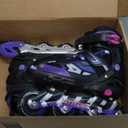 2PM SPORTS Vinal Girls Adjustable Flashing Inline Skates, All Wheels Light Up, Fun Illuminating Skates for Kids Men Adult Women and Boys 2y 5y