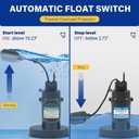 Acquaer Sump Pump Submersible Clean/Dirty Water Pump with Adjustable Float Switch for Garden Pool, Basement, Flooded House, Hot Tub and Irrigation, 1/3HP 3040GPH