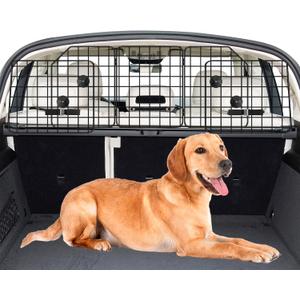 Dog Car Barrier for SUVs, Van, Vehicles, Adjustable Large Pet Barriers, Universal Fit Heavy-Duty Wire Mesh Dog Guard, Foldable Safety Car Divider Gate for Truck Cargo Area (61.9 Inch [Triple Folding])