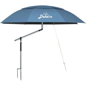 8ft Heavy Duty Beach Umbrella with Sand Anchor, High Wind Resistant Large Beach Umbrella with UV Protection, Adjustable Tilt Pole, Ventilated Canopy & Carry Bag for Beach, Fishing, Camping