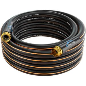 Heavy Duty Garden Hose, 25ft x 5/8" Water Hose, Flexible Hybrid Hose with 10-Pattern Spray Nozzle, Swivel Handle, Male to Female Fittings, Burst 600 PSI (Black)