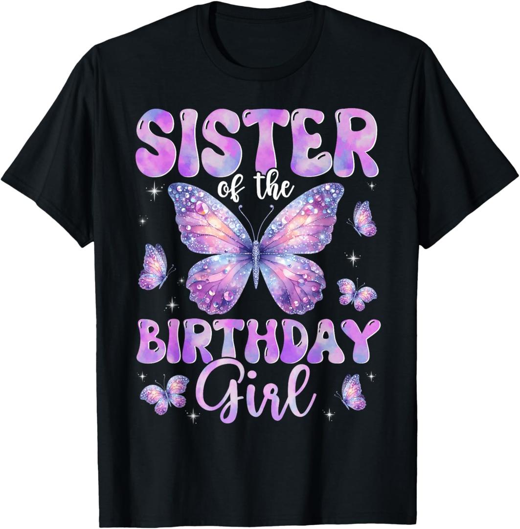 Sister Of The Birthday Girl Butterfly Family Matching T-Shirt, Size Kids 2