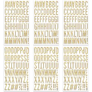 6 Sheets Gold Puffy Letter Stickers, 3D Foam Alphabet Stickers Sticker for Scrapbooking, Letter Sticker Self-Adhesive for Grad Cap Decorations