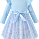 4T Toddler Girl Easter Clothes Bunny Rabbit Egg Dress Holiday Clothing Blue