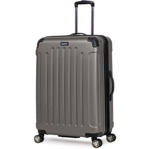 Kenneth Cole REACTION Renegade Luggage Expandable 8-Wheel Spinner Lightweight Hardside Suitcase, Silver, 28-Inch Checked