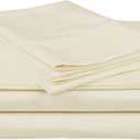 Clarence linen 100% Egyptian Cotton 500 Thread Count 4 Piece Sheet Set 15 Inch Deep Pocket - Ivory, Queen