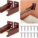 Chunful 2 Pair Rear Drawer Track Socket Back Plates Mounting Brackets Durable Plastic Drawer Track Back Plate Left and Right Close Locker Slides Socket for Repairing Replacing (Brown)
