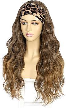 SAPPHIREWIGS Brown Headband Wig Loose Body Wave Headband Wig Chocolate Brown with Tips Synthetic Headband Wigs for Women and Girls Daily Party Wear 26 Inch