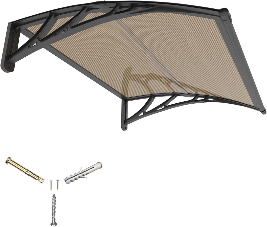 32x48'' Door Awning Exterior, Window Canopy for Front Door, UPF 50+ Polycarbonate Overhang Cover for Patio, Porch, Entryway, UV Rain & Snow Protection