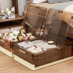 Panghuhu88 13.5gal Under Bed Storage Containers - 2 Pack,Stackable Storage Bins with Wheels,Large Capacity Transparent Organizer for Space Saving,Ideal for Clothes, Toys