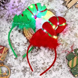 DRESBE LED Christmas Elves Headbands Light Up Elf Hat Headband Cute Festival Party Hair Accessories for Women(Pack of 2)