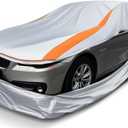 Full Enclosed Sliver Car Covers Universal Fit Ford Mustang,Corolla,Civic,C3/C4/C5/C7/C8 Corvette,Jetta,Forte,Model 3,Sentra,Elantra,A4,911,3 Series for Sedan/Coupe/Cabrio Length 177-191 inches