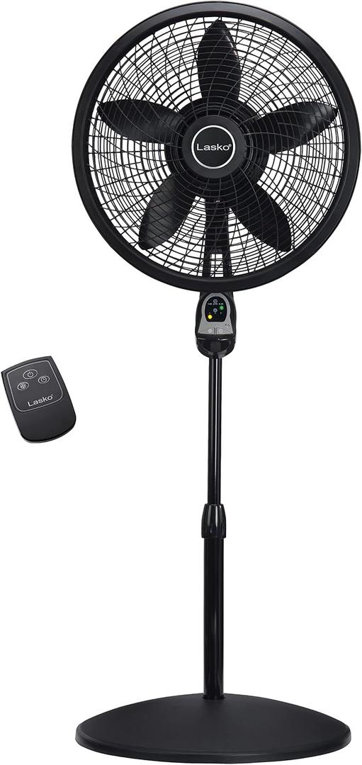 Lasko Cyclone Oscillating Pedestal Fan - Adjustable to 54" - 1843 - Black
Remote Control, Cooling Standing Fan for Bedroom, Living Room, and Home Office, 18" Blade Diameter, 3 Quiet Speeds