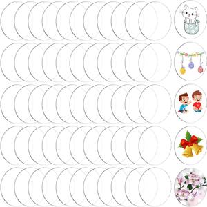 60 Pieces Transparent Acrylic Circle Discs Thick Round Acrylic Sheets Blanks Clear Round Ornaments for DIY Projects and Crafts(2 Inch)