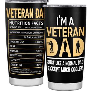 2 x Veteran Gifts for Dad, Vietnam & Army Veteran Gifts, Insulated Stainless Steel Travel Tumbler With Lid - 20 OZ